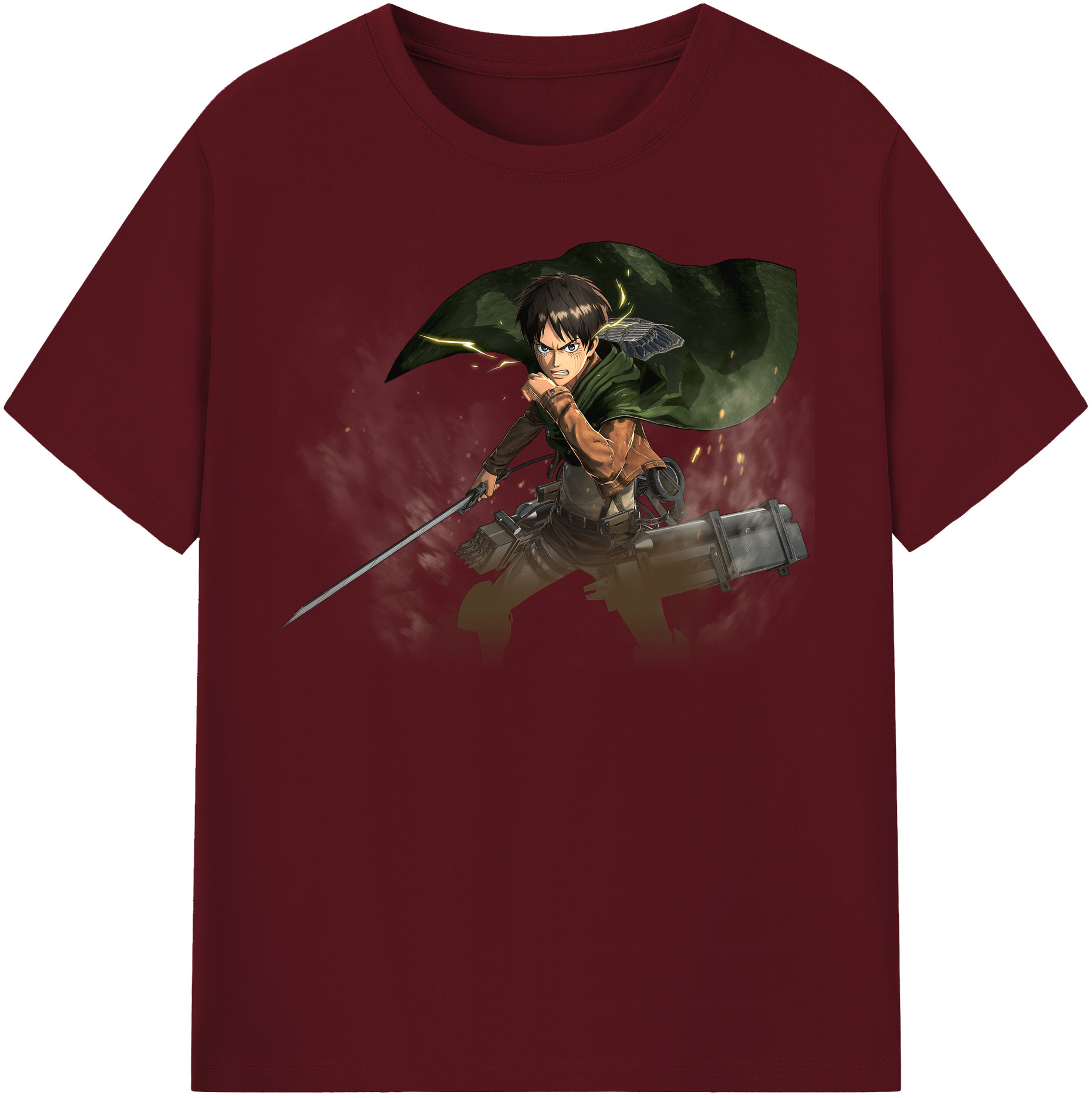 （画像用） 進撃の巨人 エレン･イェーガー Attack on Titan Eren Jäger 綿100％半袖Tシャツ（フロントプリント）